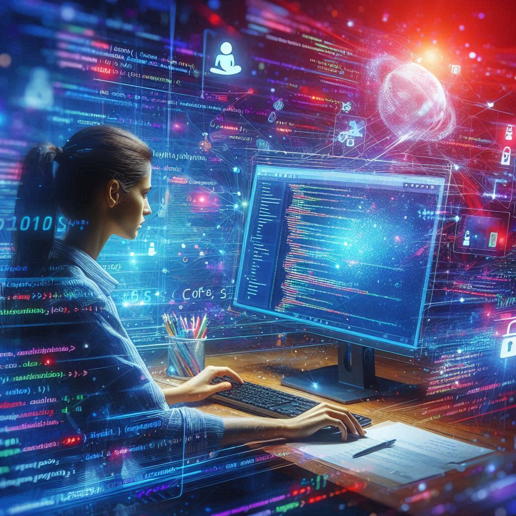 picture of a casual female sitting behind her laptop, which is styled with stickers